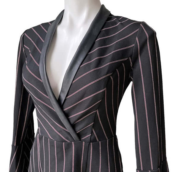 NWT, BCBGeneration Striped Surplice Tuxedo Dress - Picture 11 of 16